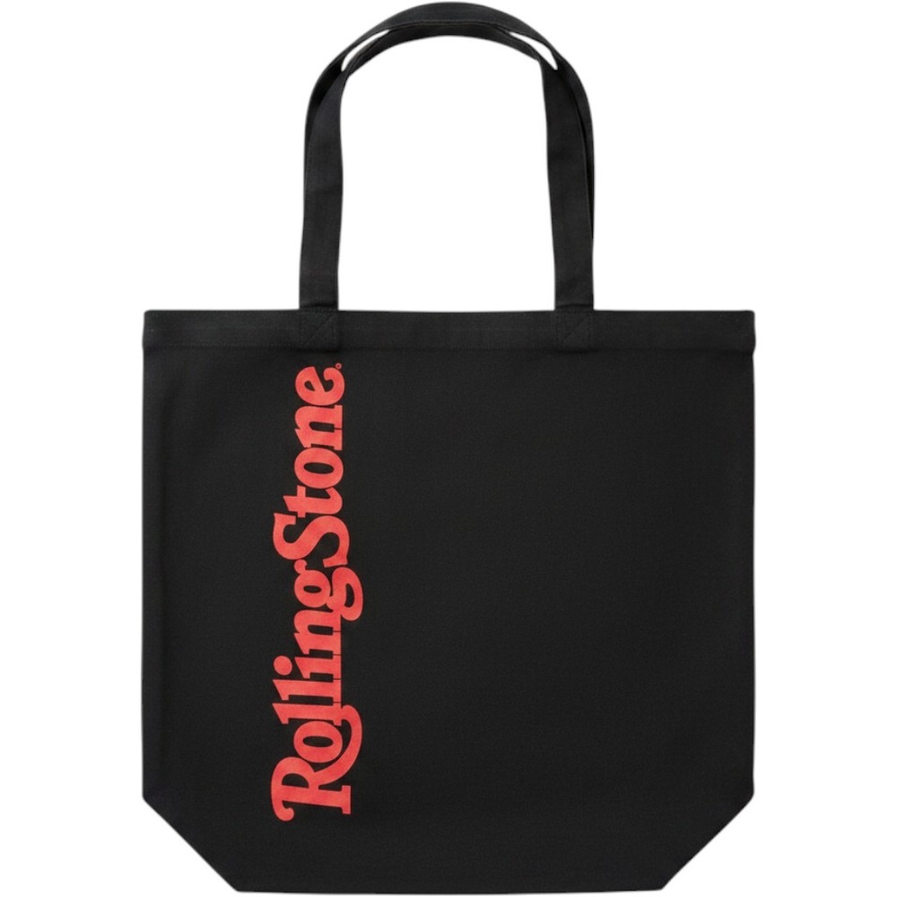 Rolling Stone Magazine Logo Tote Bag Black Canvas Red Graphic Shoulder Bag